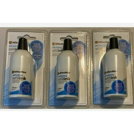 Office Max Lot Of 3 Refill Ink 2oz ea bottle Water Based For Self Inking Stamps Office Max