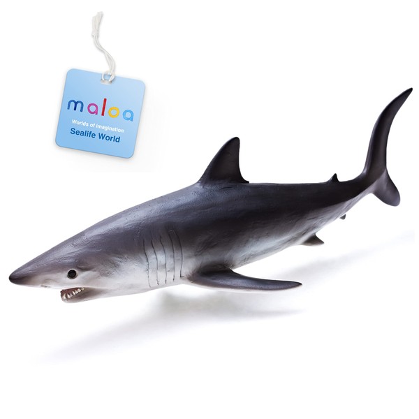 Maloa™ Mako Shark Toy Hand-Painted, Large Animal Figurines 11 inch, Shark Figurine, Animal Toys for Children, Realistic Animal Figures from 3 Year up