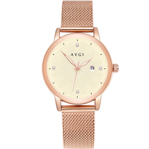 AVGI Women's Date Waterproof Watch with Replacement Band, Gloss ×