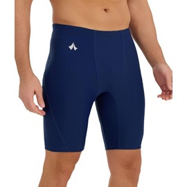 Eteoepo Swim Jammers for Men Athletic Training Endurance Swimsuit Durable Team Lap Swimming Racing Competition Swimwear(Navy Blue,M)