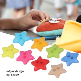 Star Shape Buttons, 200 Pcs Plastic DIY Durable Sewing Buttons Smoothing Cut Edge Widely Used Not Fade 2 Holes Rustic Buttons, for Clothes Sewing Scrapbooking Art Crafting DIY Decoration