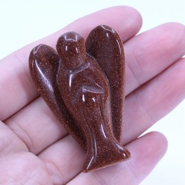 CHENYUE CHENYUE Synthetic Goldstone Gemstone Peace Angel Pocket Guardian Healing Statue 2 Inch