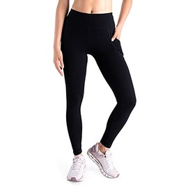 Yogipace Extra Tall Women's 34" Yoga Workout Leggings with Side Pockets for Big Screen Smartphone Black Size XXL