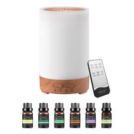 Difusor de Aceites Esenciales, EASYTAO 150ml Difusor de Aromas con 6 Botellas de Aceites Esenciales, Vapor Silencioso Ajustable, 7 Colores...         