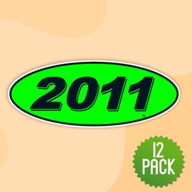 Versa-Tags Versa Tags 2011 Oval Model Year Car Dealer Window Stickers Proudly Made in The USA Versa Oval Model Windshield Year Stickers are Chartreuse Green Black in Color Come Twelve (12) to A Pack