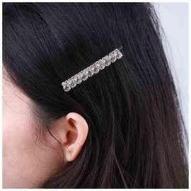 Allereyae Rhinestone Wedding Hair Clip Barrette Crystal Hairpins Barrette Silver CZ Bling Bridal Headpieces Decorative Head Clip Headwear Bridal Hair Accessories for Women (Style 2)
