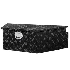 MOTORHOT 39'' Aluminum Utility Trailer Tongue Tool Box Wide Utility Trailer Tongue Tool Box RV Storage OrganizerTrailer Storage Tool Box With Lock & Keys Black(39"X16.5"X12")