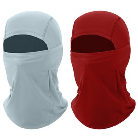2 Pack Cooling Balaclava Summer Face Mask, UV Face Cover Sun Protection, Shiesty Full Face Masks for Men Motocycle Cycling Grey/Red