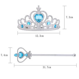 URAQT Princess Costume, Princess Dress Up for Girls, Deluxe Princess Costume Fancy Dress with Fairy Wand and Princess Crown for Christmas Birthday Party Carnival Cosplay