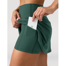 Colorfulkoala Dreamlux Women's High Waist Tennis Skort Athletic Golf Skirts Integrated Shorts with 2 Pockets, Pine forest