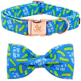 Elegant little tail Dog Collar, Dog Collar with Bow tie, Dill Pickles Print Dog Collar Pet Collar Boy Cute Bowtie Collar Dog for Large Dogs