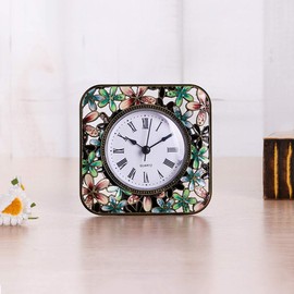 SWHONG Vintage Metal Iron Table Clock Fireplace Table Clock Decoration Table Clocks Brown