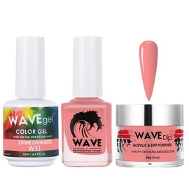 WAVEGEL Soak-Off Gel, Nail Lacquer & Acrylic/Dip Powder Matching Set - Simplicity Collection - #W33 Divine Darkness
