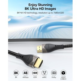 DIOOEER 10K 8K Short HDMI Cable 2 Foot 5-Pack, HDMI 2.1 Cable 2FT High Speed HDMI to HDMI Cord 48Gbps Support 8K@60Hz, 4K@120Hz, eARC, 3D, HDR, HDCP 2.2&2.3 for Switch, Camera, Monitor, Laptop, HDTV