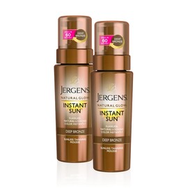 Jergens Natural Glow Instant Sun Body Mousse, Self Tanner for Deep Bronze Tan, Sunless Tanning Body Bronzer for Natural Looking Color Instantly, 6 Oz, Pack of 2