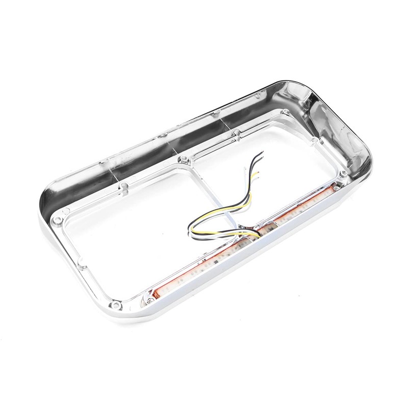 SEPEY Chorme Headlight Bezels with 12" Amber/Amber LED Light Strip