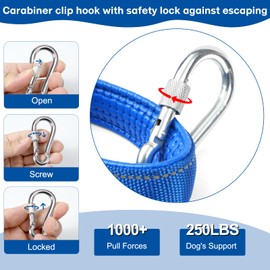 Long Dog Leash Chew Proof, Tie Out Cable for Dogs Heavy Duty 10/20/30/50 ft with Carabiner, Dog Leads for Yard for Medium Large Dogs,Long Leashes with Padded Handle for Training Walking