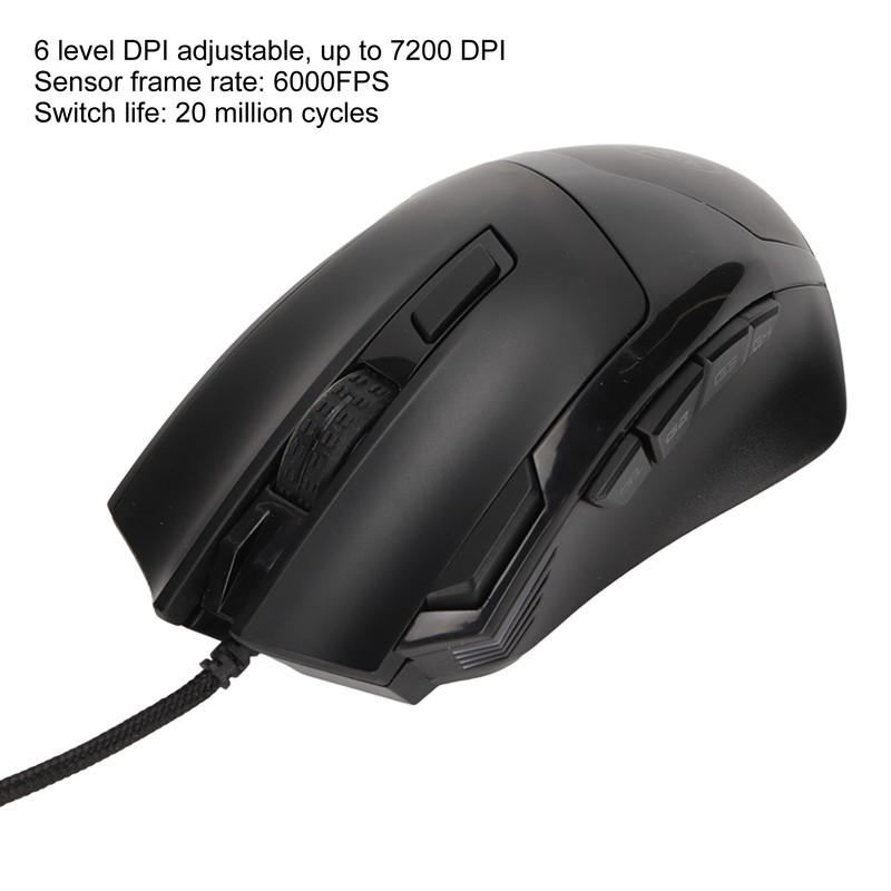 Gaming Wired Mouse RGB 6 DPI Levels High Accuracy Black