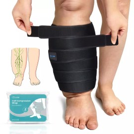 Sylong 부종 종아리 압박 랩 조절 가능한 하반신 림프부종 순환용 슬리브 (M) [Calf Foot] Sylong Swelling Calf Compression Wrap Adjustable Lower Body Lymphedema Circulation Sleeve (M) [Calf Foot]