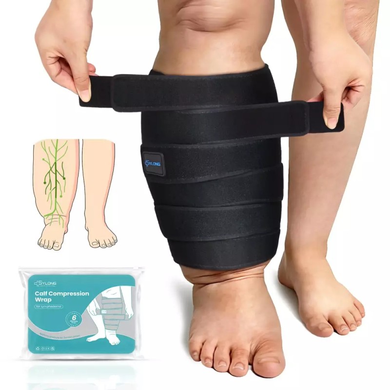 Sylong 부종 종아리 압박 랩 조절 가능한 하반신 림프부종 순환용