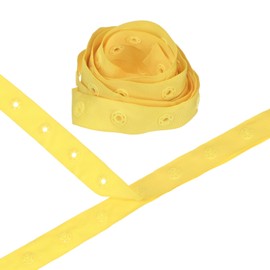 M METERXITY Plastic Snap Buttons, 2 Yards Plastic Snaps, Polyester Tape Hook & Eye Zipper Popper Press Stud Fastener for Sewing/Clothes/Fabric/DIY Craft [Light Yellow, 25mm Spacing]