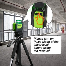 Huepar Laser Detector for Line Laser Level, Digital Laser Receiver Used with Pulsing Line Lasers Up to 200ft, Detect Red and Green Laser Beams, Three-Sided LED Displays, Clamp Included LR-6RG
