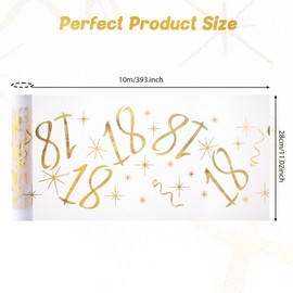 Hejo 18th Birthday Table Runner, 28cmX10m Gold Transparent Mesh Table Decorations, 18 Years Old Party Table Decor, Breathable and Soft Table Cover for Flower Packaging, Birthday Parties, Banquet