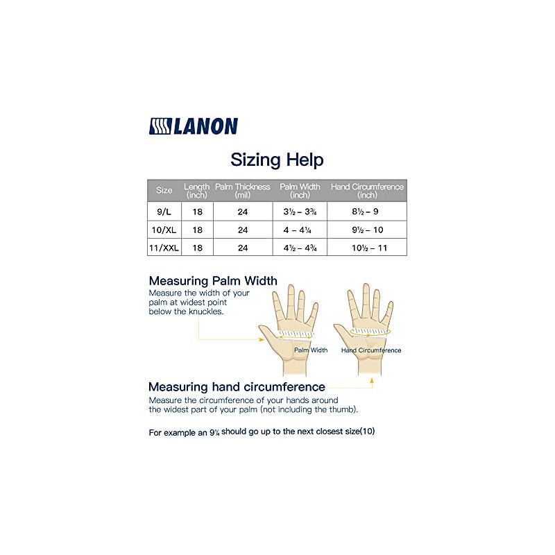 LANON - Guantes de nitrilo resistentes a los productos químicos,
