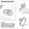 Bestyle Silver Ring Heart Cut Cubic Zirconia Rings for Women
