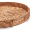 Rattan Large Serving Tray, Wicker Round Fruit/Bread Serving Basket, Extra