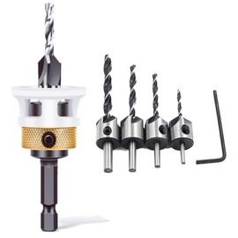 Qivine 8 mm Countersink Drill Wood, Wood Drill Bit with Countersink, Drill Set Metal Countersink with Depth Stop, 1/4 Inch Hex Shank for Wood Processing