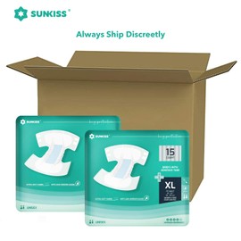 SUNKISS TrustPlus Adult Diapers with Maximum Absorbency, Disposable Incontinence Briefs with Tabs for Men and Women, Odor Control, XLarge, 15 Count