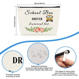 School Bus Driver Gift Makeup Bag Bus Driver Appreciation Gift Thank You Gift Cosmetics Bag Birthday Thanksgiving Gift for School Bus Driver Teacher Travel Cosmetic Pouch Toiletry Bag