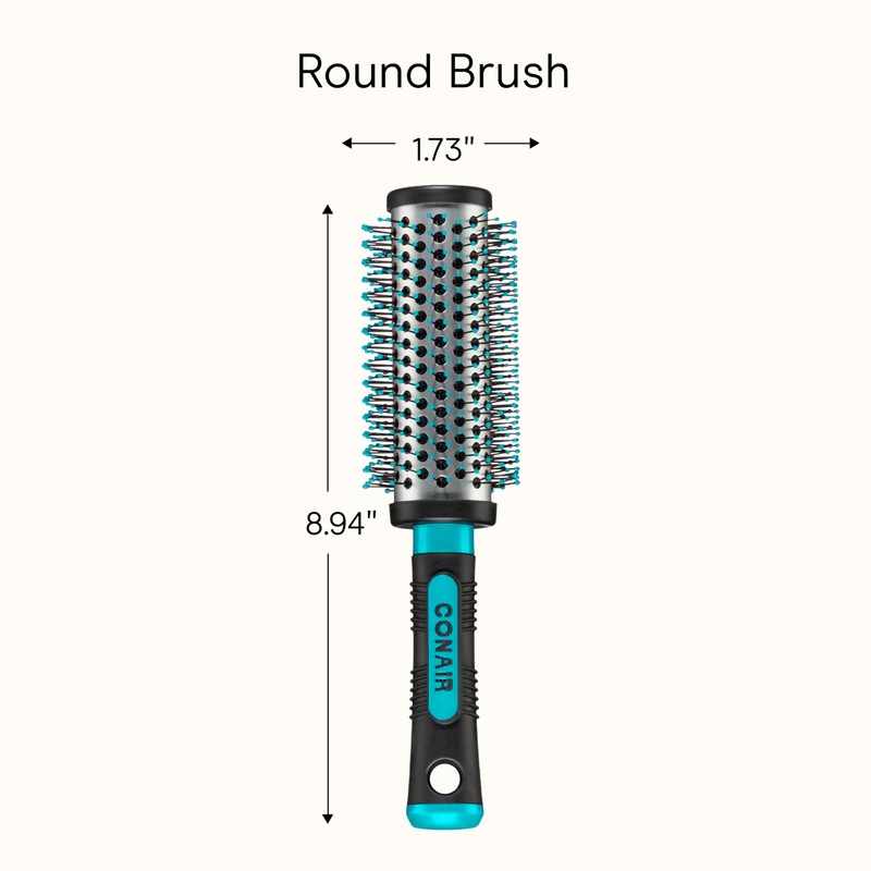 Conair Grip & Style Round Brush, Nylon Bristle Hair Brush