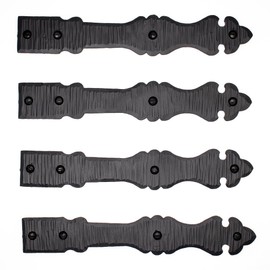 4 Pack 9" Black Faux Strap Hinges - Hand Forged Dummy Faux Hinge – Handmade Rustic Iron Hinges for Farmhouse Shutter, Carriage Doors, Barn Door, Castle Door, and Gates – The Iberian Series