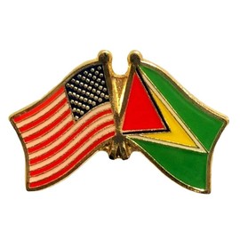 Guyana Friendship Double Flag Lapel Pin US Crossed Emblem Tie and Hat Pin Badge