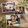 Pregnancy announcement with 2 wooden hearts, surprise envelopes for pregnancy