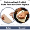 SOGEWO 6" Stainless Steel Cocktail Picks, Reusable Metal Toothpick, Martini