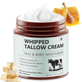 Liefiet Beef Tallow for Skin, 4.2oz Tallow and Honey Balm, Face Moisturizer and Nourishes Body, Grass Fed Whipped Beef Honey Cream Reduces Irritation Skin and Sensitivity