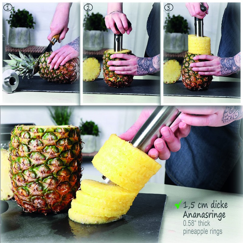 com-four® Pineapple Cutter 3 in 1 - Stainless Steel Pineapple