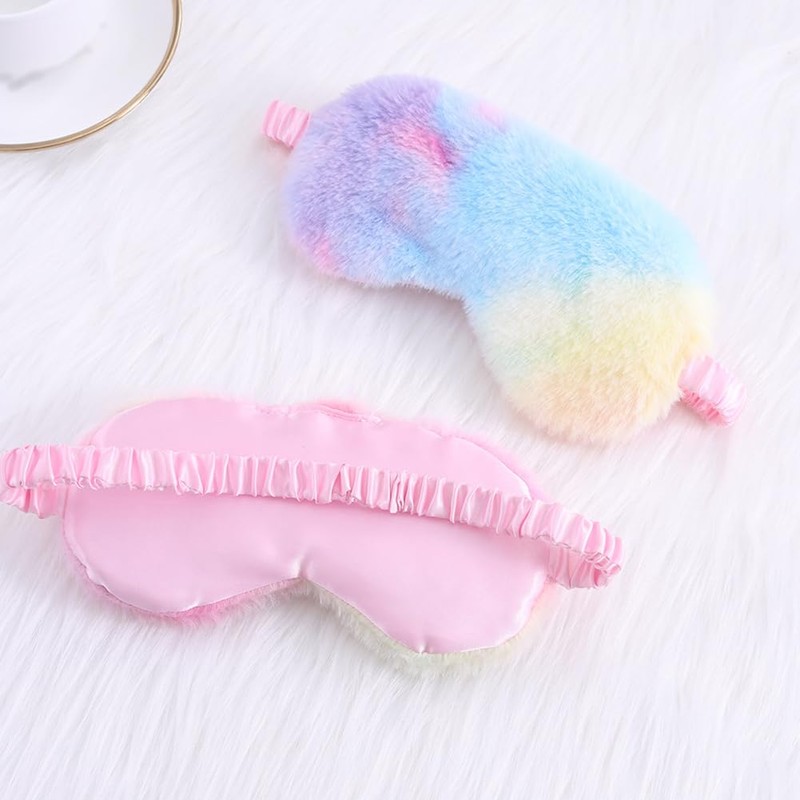 6 Pack Plush Sleeping Mask Colorful Fluffy Furry Faux Fur