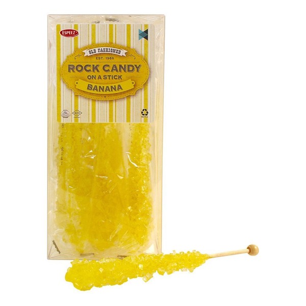 Extra Large Rock Candy Sticks: 12 Banana Lollipop - Yellow Rock Candy Sticks - Individually Wrapped - Espeez Rock Candy Sticks for Candy Buffet, Birthdays, Weddings, Receptions and Baby Shower