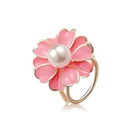 Flower Silk Scarf Clip Slides for Women Girls Dainty Pearl Enamel Buckle Holder Wrap Scarf Ring Clasp Holder Tightener for Loose T Shirt Clothing Decoration Accessories Jewelry Party Gift (Pink)
