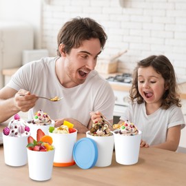 Mini Ice Cream Containers for Homemade, Ice Cream Containers Set (6 Pack - 8Oz), Reusable Ice Cream Storage Containers for Freezer, Leak-Free Ice Cream Containers with Silicone Lids