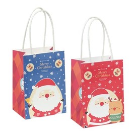 Pomei 20 PCS Christmas Gift Paper Bags- Jingle Bells Ringing, Printed White Kraft paper with Paper Handles, 3.9"x5.5"x2.9", Paper Bags for Gifting, Christmas Parties, Retail, and Shopping.