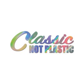 Classic Not Plastic V2 Premium Sticker Decal Oil Slick Rainbow Holographic Metallic hot Rod Hotrod Muscle car - Oil Slick - 4" W x 1.37" H