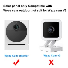 6W Solar Panel for Wyze Cam Outdoor,Compatible with Rechargeable Battery Powered Surveillance Camera, Micro USB Solar Panel for Security Camera,Adjustable Mounting Bracket (1 Pack)