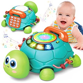 Jyusmile Baby Toys 6 to 12 Months, Musical Turtle Crawling Infant Toys, Early Learning Educational Toy with Light & Sound, Christmas Birthday Gifts fo