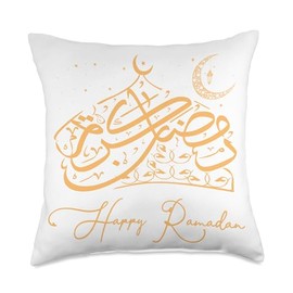 Happy Ramadan Muslim Religion Ramadan Kareem Eid Mubarak Pride Muslim Arabic Throw Pillow, 18x18, Multicolor