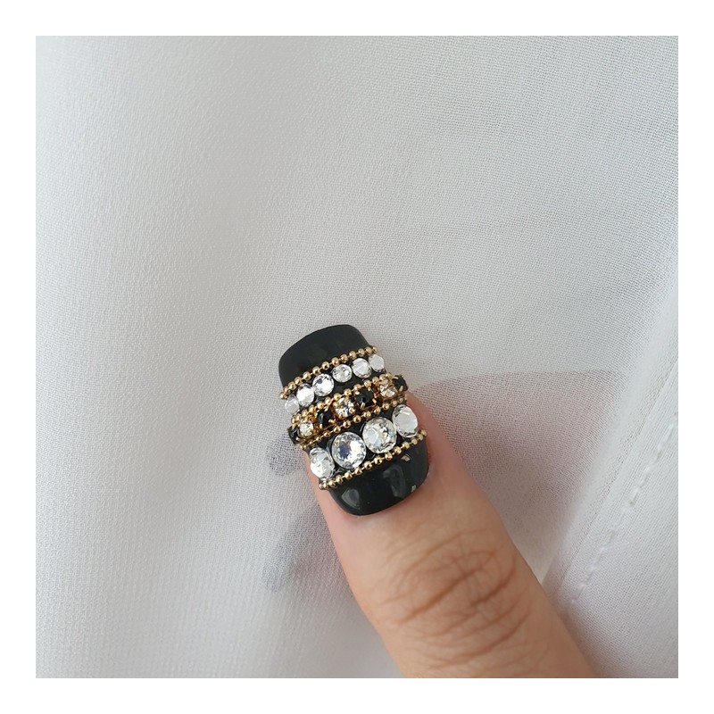 Full chain stone handmade nail tip - Ballerina L /